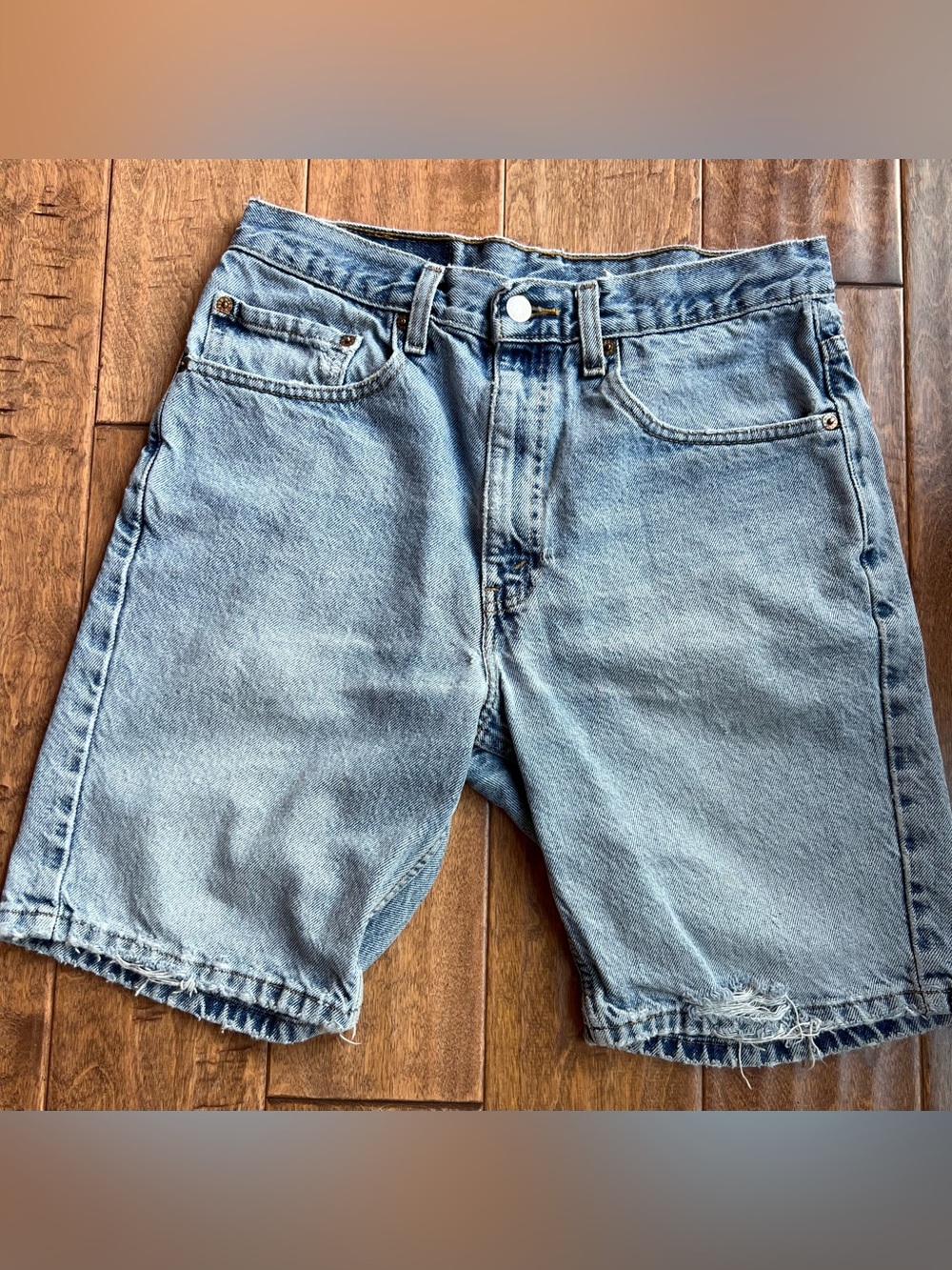 Vintage Levi's High Rise Denim Shorts - Light Wash Distressed Cutoffs S/M
